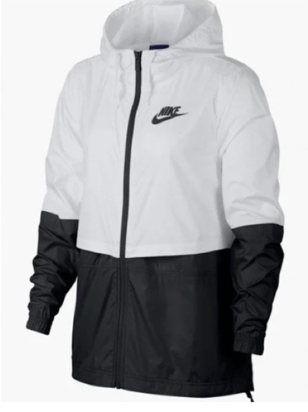 Nike Women's SZ L Black and White windbreaker hoodie,water repellent, Lt. weight